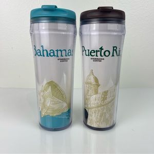 Starbucks 2004 travel cups bundle with lids.